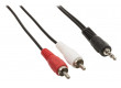 Redukční stereo audio kabel s jackem, zástrčka 3,5 mm - 2× zástrčka RCA, 0,50 m, černý